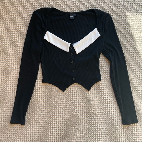 Shein Mod Long-Sleeved Crop Top Size S - Picture 3 of 11
